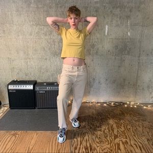 Basic stretchy t-shirt ⚡️ white and yellow stripes